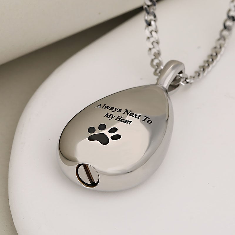 Personalized Pet Portrait Teardrop Urn Necklace