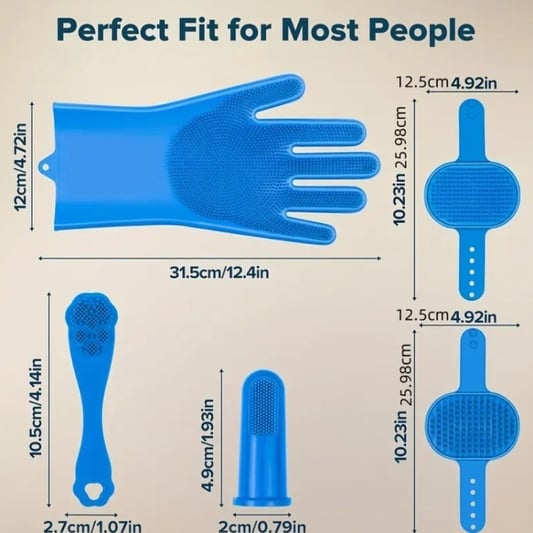 Pet Grooming Tools Set with Comb and Bath Gloves