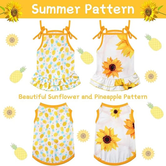 Fruit and Sunflower Pet Suspender Dress Set