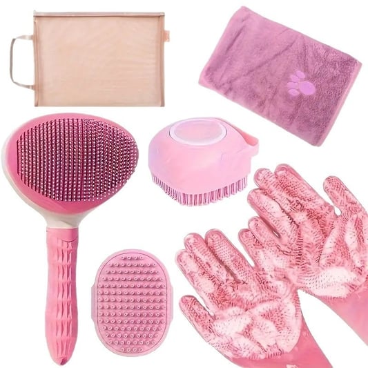 Pet Bath Brush Kit 6 Piece Grooming Set