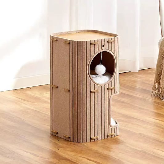 Modern Cat Tree Combo with Scratcher and Bed