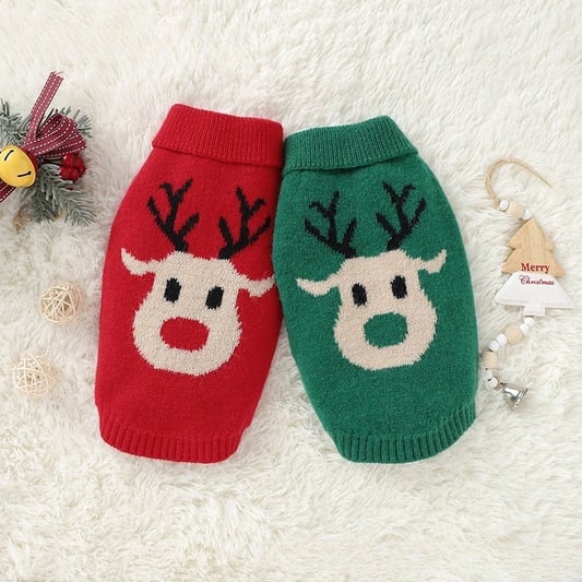 Reindeer Pattern Acrylic Dog Vest for Christmas