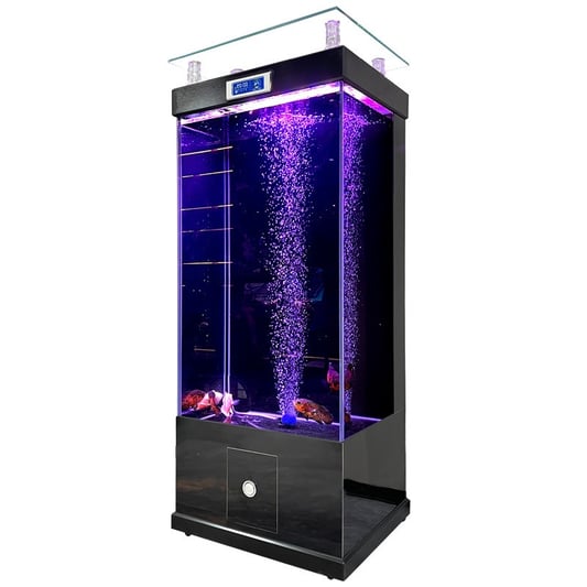 Modern Vertical Glass Aquarium with Display Screen