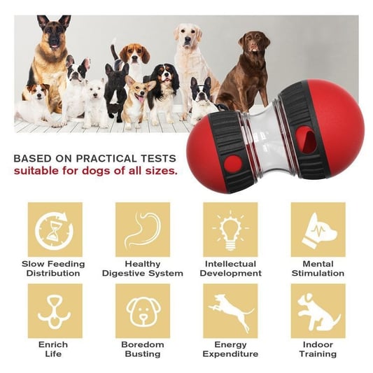 Dog Slow Feeder Rolling Food Dispenser Bottle
