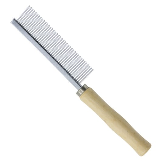 Stainless Steel Pet Hair Comb with Wooden Handle